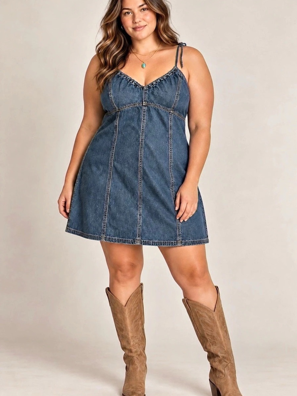 Denim Mini Dress in Blue Size Medium NWT